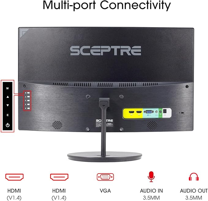 New_Sceptre_C248W 24'' Curved 75Hz Gaming LED Monitor Full HD 1080P HDMI VGA Speakers VESA Wall Mount Ready Metal Black ‎Metal Black