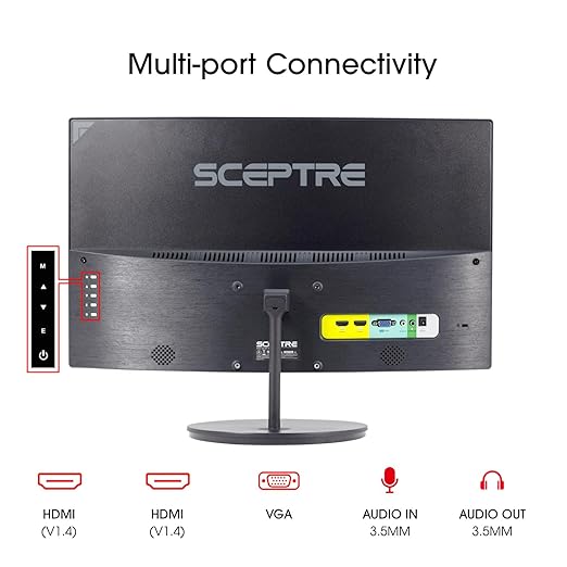 Sceptre Curved 27-inch Prime Monitor up to 100Hz 1080p HDMI x2 VGA 99% sRGB Built-in Speakers R1500 Machine Black 2025 (C275W-1920RN Series)