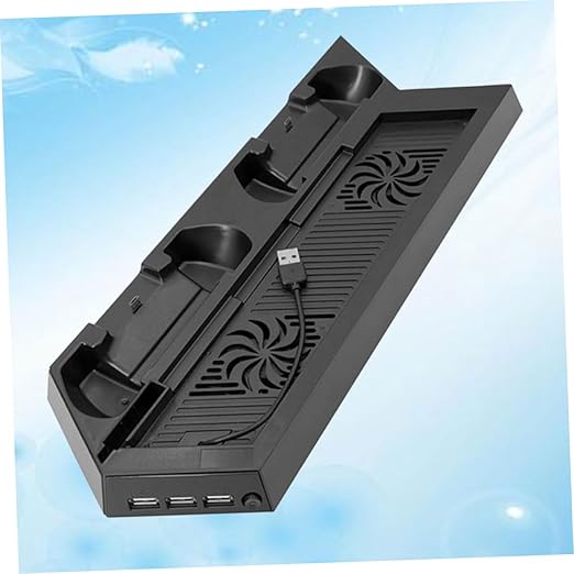 Holibanna Slim Cooling Fan Base Bracket for Cooling Radiator Game Console Vertical Stand 2 Built-in Fans and Hub