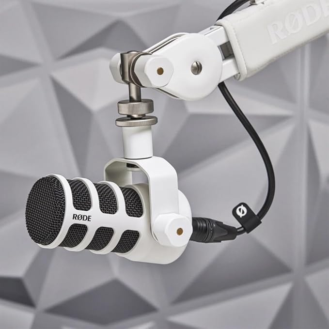 Rode PodMic (White) Cardioid Dynamic Broadcast Microphone with WS14 PodMic Pop Filter - Green