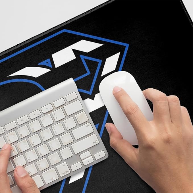Superman Thin Blue Line Flag Shield Logo Large Gaming Mouse Pad Desk Mat with Stitched Edges Non-Slip Base for Gamer Home and Office 31.5 x 15.7