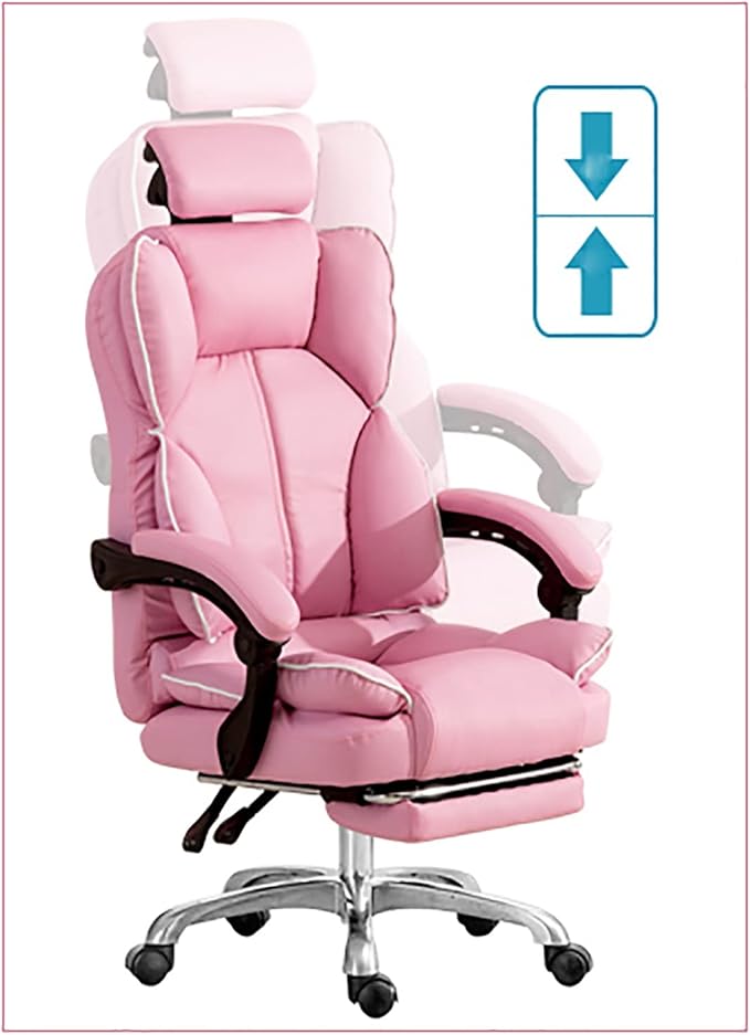 Gaming Chair Computer Chair with Retractable Footrest for Lumbar Support Height Adjustable Gaming Chair with Swivel Seat and Headrest Leather (Grey Without Footrest 1)
