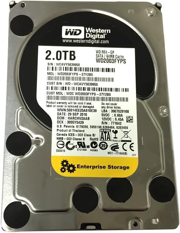 Western Digital RE4-GP WD2003FYPS 2TB Intellipower 64MB Cache SATA 3.0Gb/s 3.5 (Enterprise Grade) Internal Hard Drive - [Certified Refurbished] w/ 1 Year Warranty