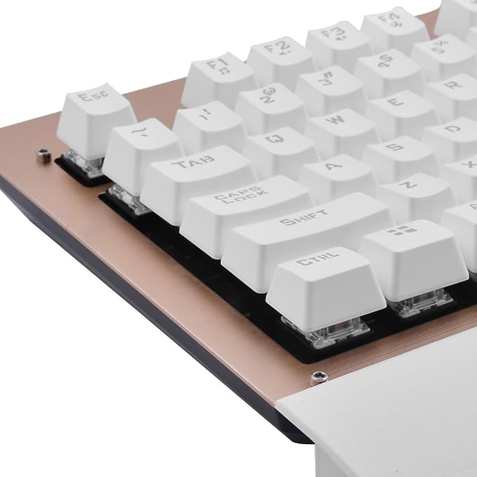 Gaming Mechanical Keyboard LED Backlit 104 Keys USB Wired Blue Switch Gold Tone
