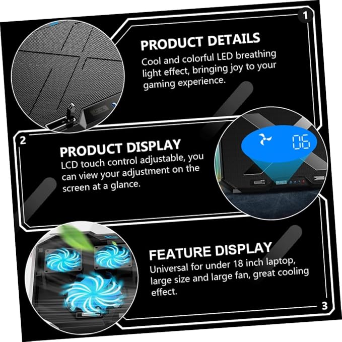 DOITOOL Cooling Pad for Laptop RGB Luminous Base Led Fan for Gaming Notebook Quiet Design
