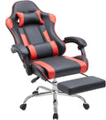 DUMOS Gaming Office Desk Chair with Footrest and Headrest for Adults PU Leather Ergonomic Video Computer Chair with Linkage Armrests Height Adjustable 360° Swivel Recling Chair New Red