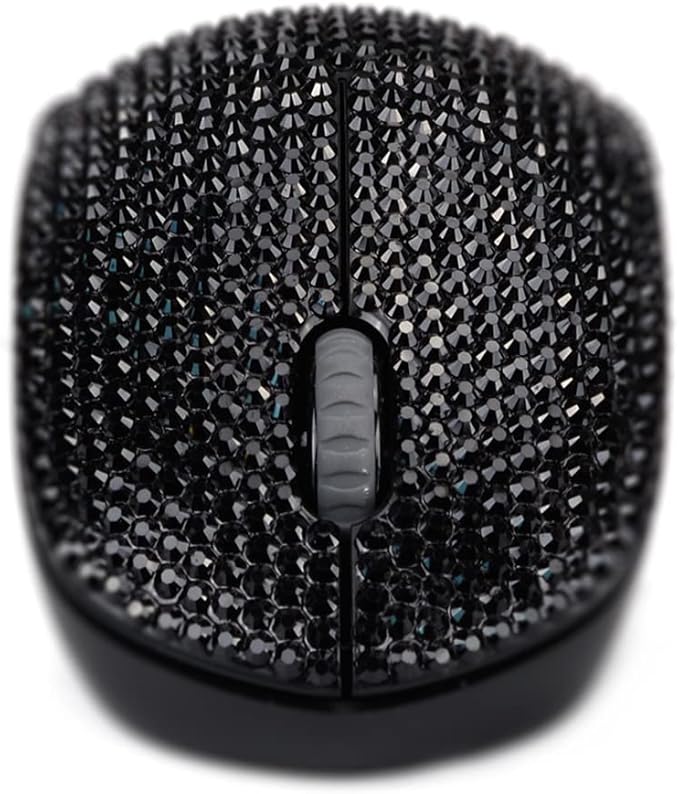 SA@ Luxury 6 Colors Bling Crystal Rhinestone 2.4G Wireless Mouse for Laptop Notebook PC Computer MacBook Gifts for The Office (Black)