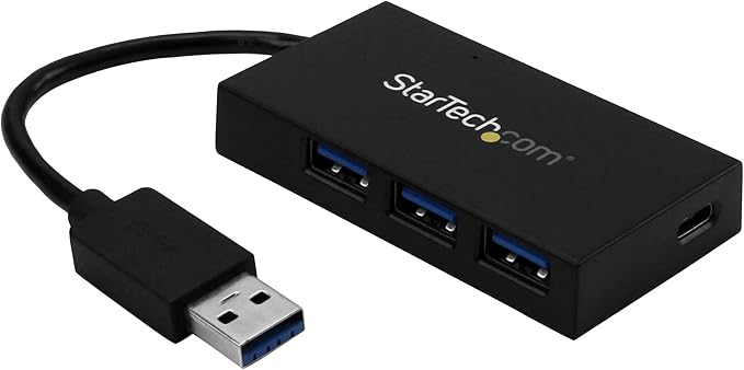 StarTech.com 4 Port USB 3.0 Hub - USB Type-A Hub with 1x USB-C &amp 3x USB-A (SuperSpeed) - USB Bus or Self-Powered - Portable USB 3.0 (5Gbps) BC 1.2 Charging Hub w/ Power Adapter  TAA (HB30A3A1CSFS