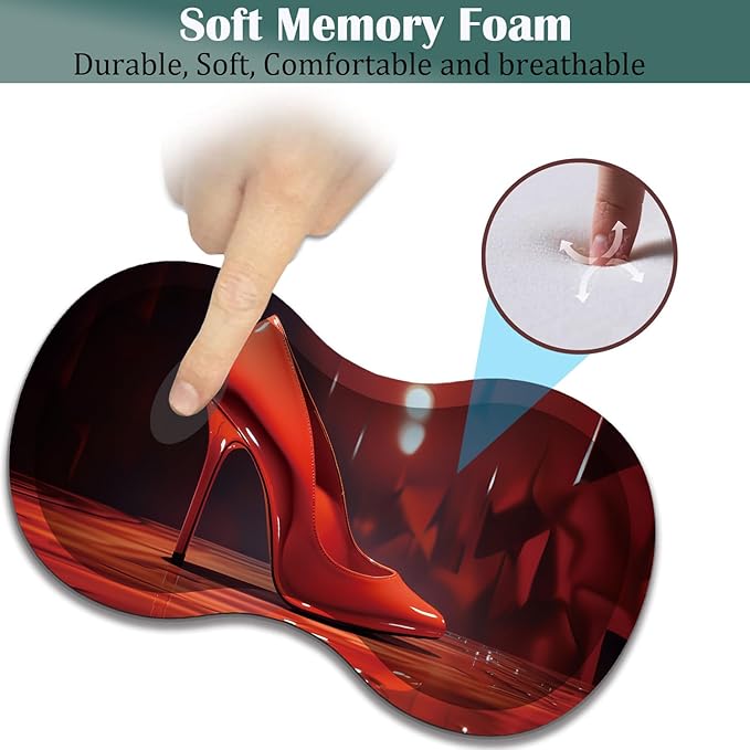 Large Game Mouse Pad + Wrist Support Pad + Coffee Coaster Desk Pad with Sewn Edges Anti-Slip Set pad Suitable for Office Work and Home - Red High Heels
