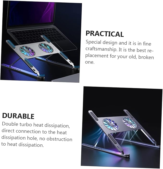 MERRYHAPY Laptop Cooling Pad Gear Height Mute High Volume Fan Aluminum Laptop Stand for Gaming