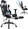 SNANA Modern White Gaming Chair High Back PU Leather Ergonomic Adult 250 lbs Capacity 17.7 D x 26.4 W x 33 H
