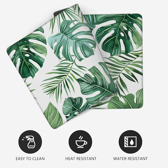 Summer Palm Leaf Large Mouse Pad Gaming Mousepad Desk Mat for Desktop Computer Keyboard Waterproof Mouse Mat Desk Pad with Non-Slip Base for Game School Office Home 35.4 x 15.7