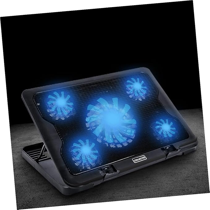 Laptop Cooling Stand 5 Fans USB Powered Cooling Base with Anti-Skid Heatsink Bracket for Notebooks and Laptops Multi-Angle for Gaming and Work Use