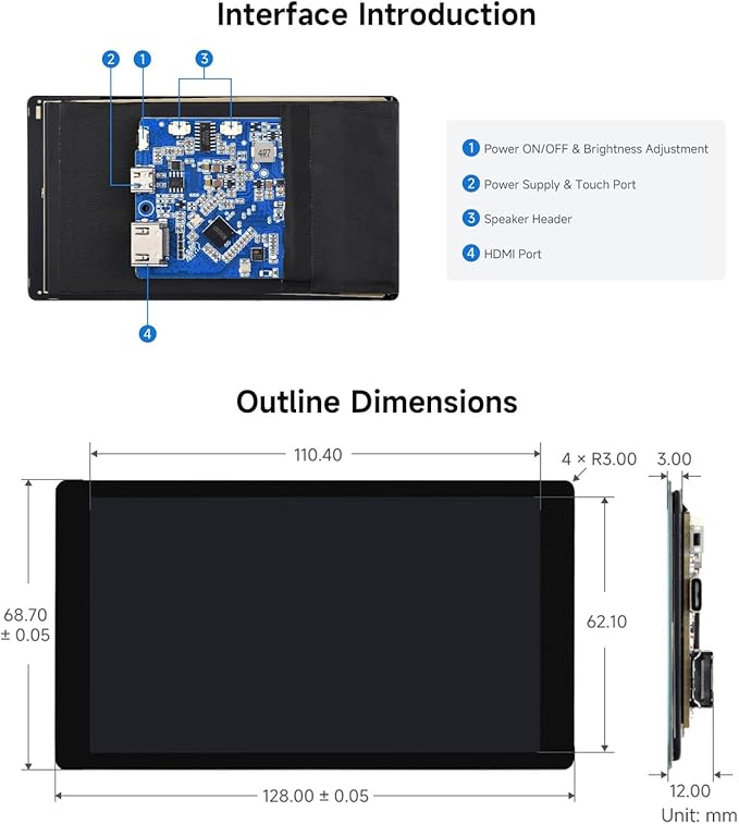 waveshare 5inch Capacitive Touch Display Compatible with Raspberry Pi 5/4B/3B/Zero/Zero W/Zero 2W/Pico/Pico W/Pico WH Supports Windows 11/10/8.1/8/7 Support Jetson Nano/Jetson Orin Nano