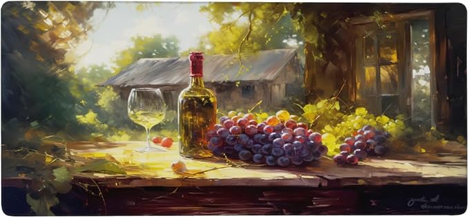 Painting Grape Wine Farm Large Mouse Pad Gaming Mousepad Desk Mat for Desktop Computer Keyboard Waterproof Mouse Mat Desk Pad with Non-Slip Base for Game School Office Home 35.4 x 15.7