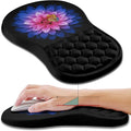 Hokafenle Ergonomic Mouse Pad Wrist Support Wrist Rest Mousepad for Carpal Tunnel Pain Relief with Integrated Memory Foam Slope Massage Bulge (11.8x7.9 inchButterfly Lotus Floral