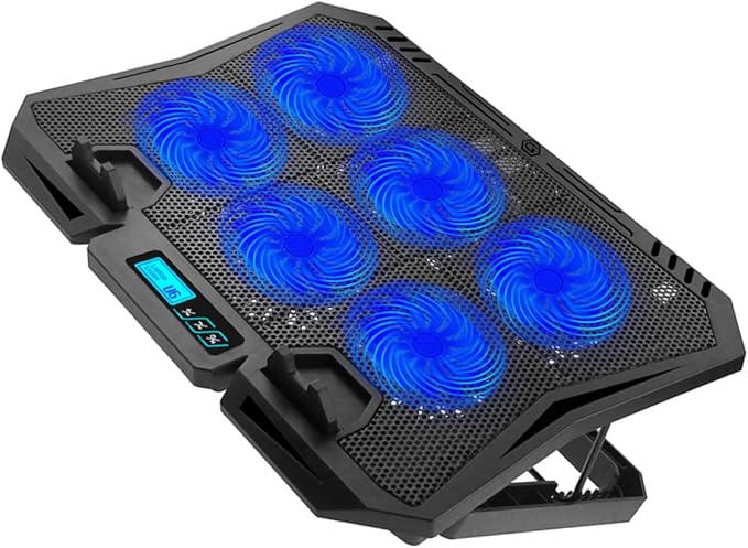 Laptop Cooling Pad 15.6-inch Quiet Fan Stand Adjustable Speed Blue LED for Notebook Cooler Base Compatible with Gaming and Office Laptops