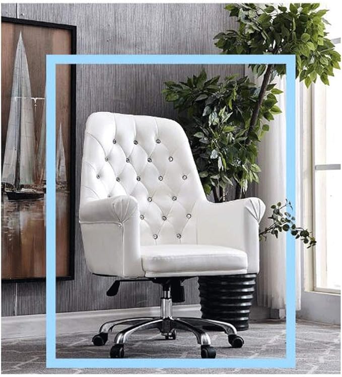 YYDS Chair Girl Gaming Chair Rotatable Lift Computer Chair with Fixed Armrest for Bedroom and Living Room Ergonomic Office Chair Ergonomically (Color : White)