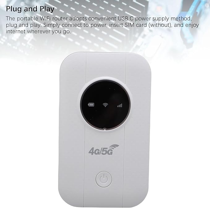 Portable WiFi Router with 4G LTE a Portable WiFi Hotspot with 300Mbps Transfer Rate USB C Power Supports B1/B3/B5/B40 for Camping/RV