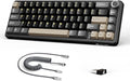 ATTACK SHARK X66 60% Wireless Mechanical Gaming Keyboard with Volume Knob Gasket Hot Swappable Custom Keyboard PBT Keycaps Tri-Mode USB-C/BT5.0/2.4G RGB with Coiled Cable - Star Black