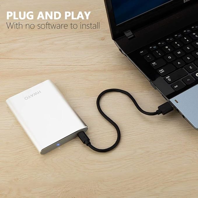 500GB Portable External Hard Drive USB3.1 Gen 1 Type C Ultra Slim 2.5'' HDD Storage Compatible for PC Desktop Laptop Mac Xbox One (Silver)
