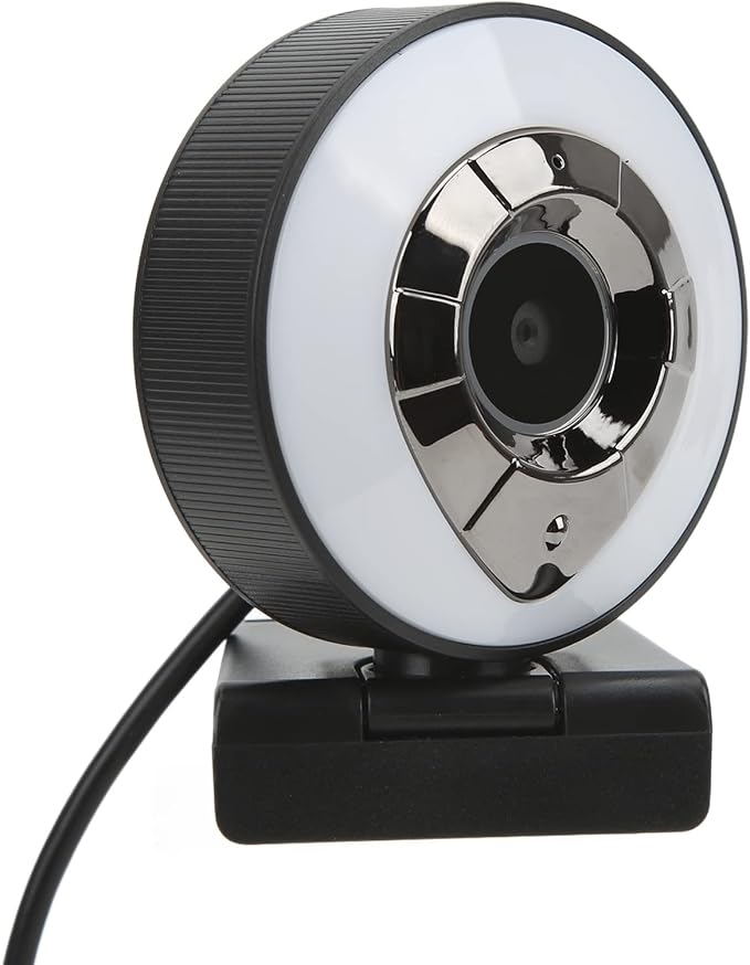 1080P HD Web Camera with Autofocus USB 2.0 2.0MP White and Warm Light - Clear Video Stereo Audio 360° Rotation Desktop and Laptop Use