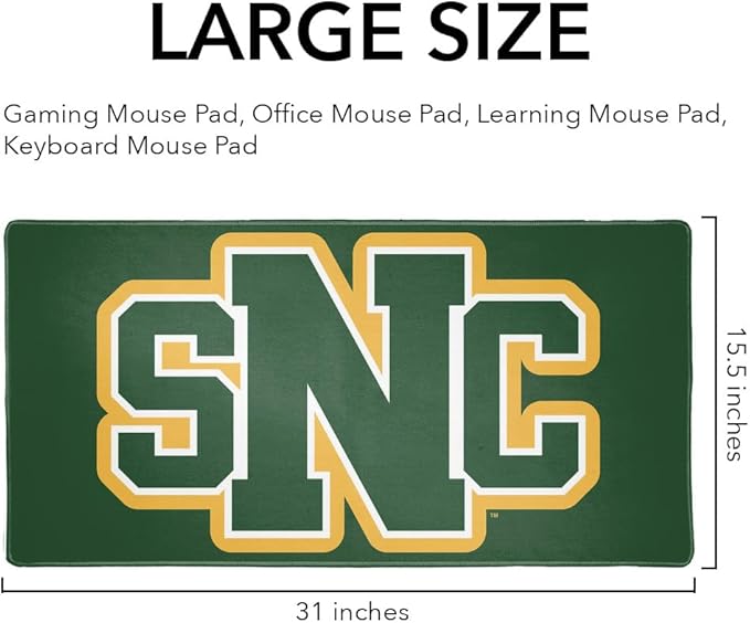 St. Norbert College Primary Logo Large Gaming Mouse Pad Desk Mat with Stitched Edges Non-Slip Base for Gamer Home and Office 31.5 x 15.7