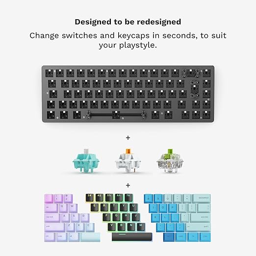 GLORIOUS Gaming GMMK 2 - TKL Mechanical Keyboard - Custom 65% Keyboard - Compact -Hotswap w/Cherry Mx Style Switches - Incl. Double Shot Keycaps &amp Linear Switches - PC Gaming Setup Accessories