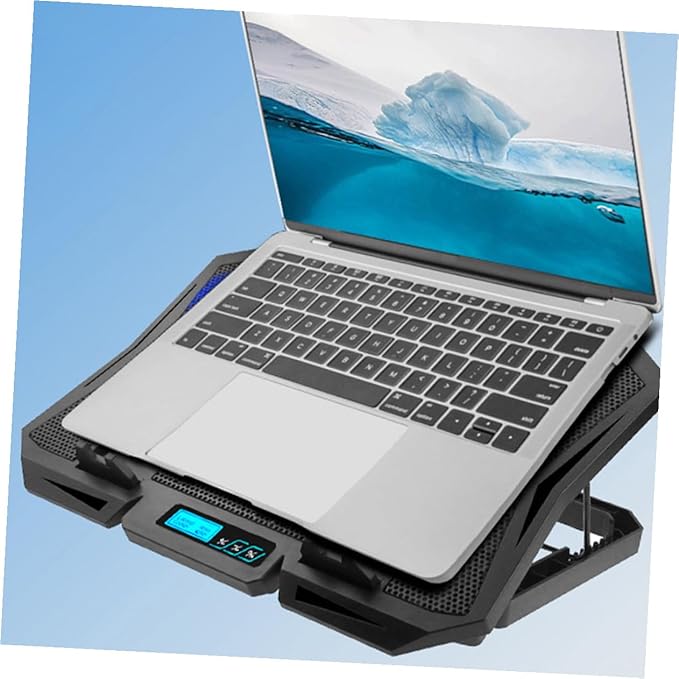 Laptop Cooling Stand 15.6-inch Quiet Air Cooler with Adjustable Speed Blue LED Fans for Gaming and Office Use Portable Laptop Cooler Pad with Ergonomic Fan Holder