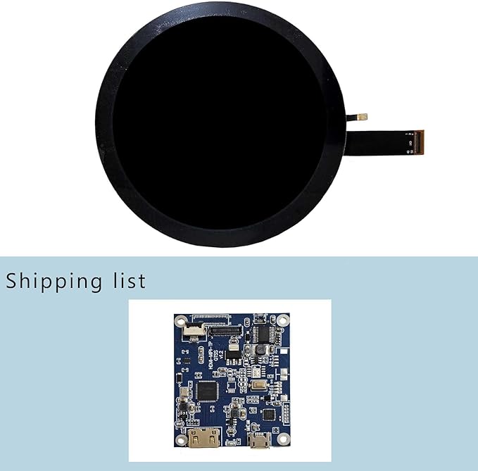 5 inch 1080x1080 350nit IPS MIPI Round LCD Touch Screen and 50 pins Controller Board