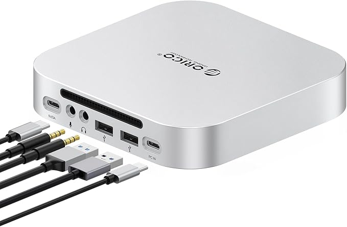 ORICO MiniMate Pro+ 40Gbps Mac mini M4 Docking Stand &amp Hub with Built-in 4TB NVMe SSD (Non-Removable) Mac mini M4 and M4 Pro 2025 Aluminum USB4 Dock 3.5mm Audio I/O 2×USB-A Compatible with USB