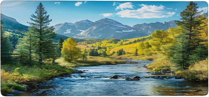 Lake Forest Mountain Large Mouse Pad Gaming Mousepad Desk Mat for Desktop Computer Keyboard Waterproof Mouse Mat Desk Pad with Non-Slip Base for Game School Office Home 35.4 x 15.7