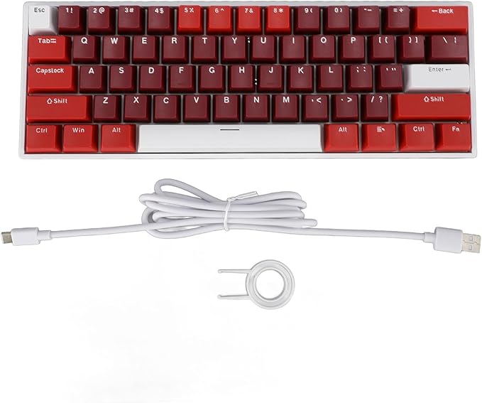 Vikye Mechanical Gaming Keyboard Portable 60% Layout 61 Keys Type C Wired Keyboard with RGB Backlight for Laptop PC Red Switch with Red Switch