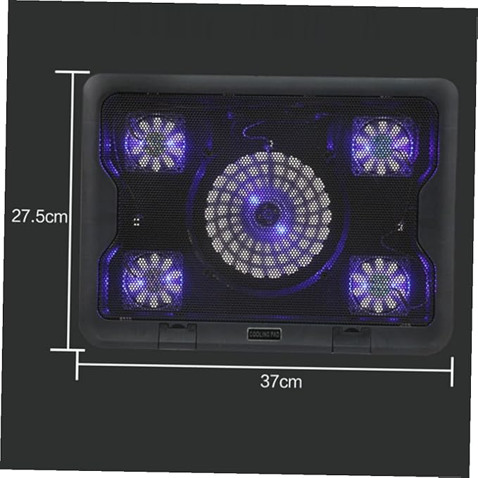NUOBESTY Laptop Cooling Platform 5 Fans USB Powered Adjustable Stand Anti-Skid Laptop Cooler Base for Notebooks and Gaming Computers Black