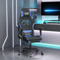 Gaming Office Chair PC Chair with Footrest FabricHeight Adjustable Game Chair with 366°-Swivel Seat and Headrest and for Office or Gaming(Black&ampBlue) -AA