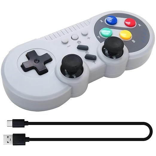 Homesweet Classic Design Wireless Gamepad for Switch Console and for Windows Retro Inspired with Motion Controls Vibration Feedback Turbo Wakeup - Gray