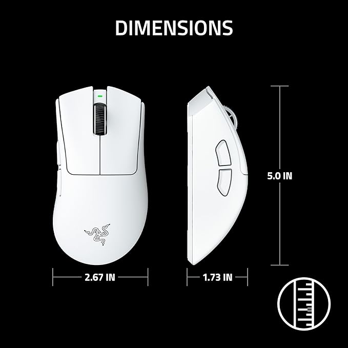 Razer DeathAdder V4 Pro Wireless Gaming Mouse: 57g Lightweight - HyperSpeed Wireless Gen-2 - Optical Scroll Wheel - Optical Switches Gen-4 - Focus Pro 45K Sensor Gen-2 - Up to 150 Hr Battery - White