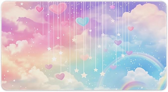 Cloudy Sky Mouse Pad Large Desk Mat Extended Keyboard Mouse Pad with Non-Slip Base and Stitched Edge Mouse Mat Desk Pad 30x16 Mouse Pads for Desk Home Office Gaming