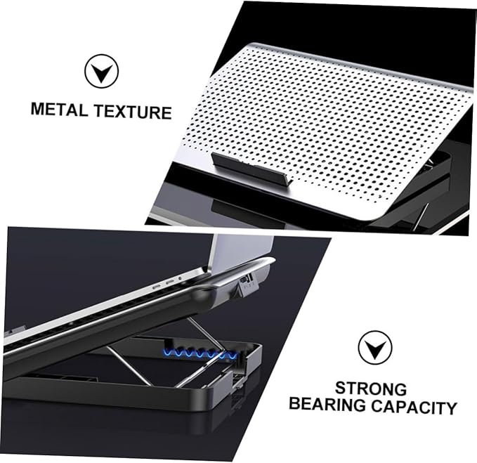 Laptop Cooler Stand with Adjustable Silent Fan Aluminum Alloy Notebook Radiator for Heat Dissipation Ergonomic Cooling Accessory for Home Office and School Use