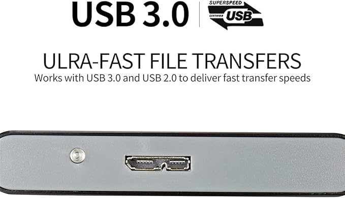 Portable SATA External Hard Drive HDD 2TB 1TB 500GB USB3.0 Ulra-Fast File Transfers (1TB Black)