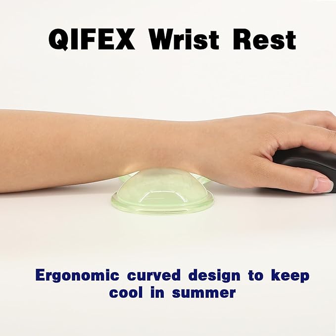 Transparent Light Green Ergonomic Wrist Rest Set - Clear Silicone Gel Keyboard &amp Mouse Pad with Non-Slip Base 14.3+5.75 Dual-Size for Office Gaming &amp Study Washable Pain Relief Design