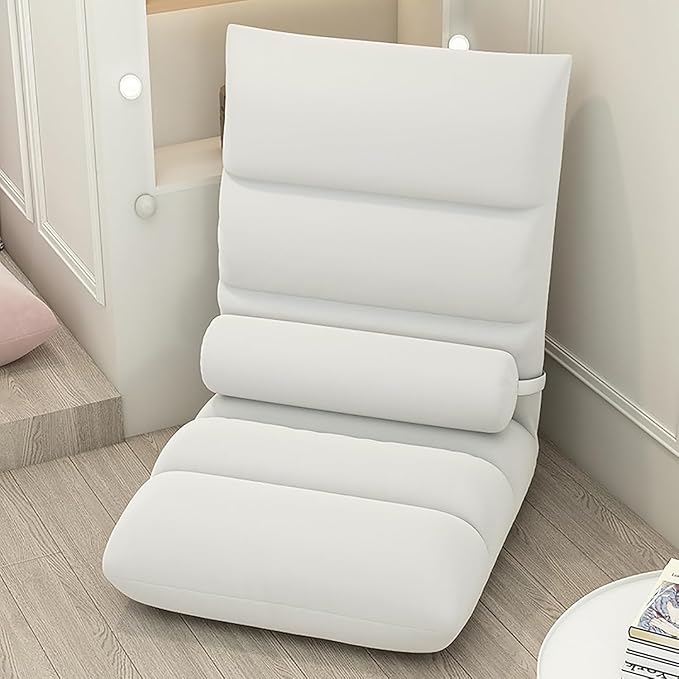 ELEFOCUS Adjustable Folding Floor Chair Lazy Sofa Lounger Recliner with 5-Position Backrest Ideal Home Office Lounge Chair(F)