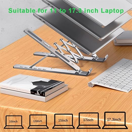 Portable Laptop Cooling Stand 11 to 17.3 Inch Laptop Aluminum Alloy Stand Height Adjustable Riser Office Computer Radiator