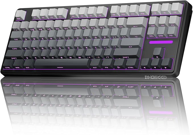 AUSDOM H87 Wireless Mechanical Keyboard 10000mAh Battery Gasket Hot Swappable Custom Keyboard with RGB Backlit Side Printed PBT Keycaps Tri-Mode BT5.3/2.4GHz/USB-C Gaming Keyboards Black Grey