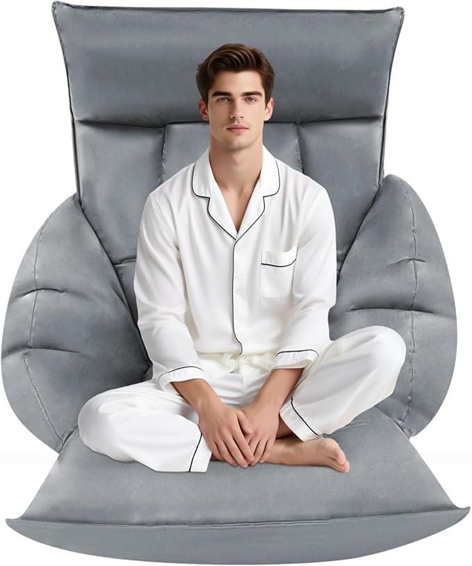 Folding Sofa Chair 5 Adjustable Position Lazy Sofa Floor Chair with Armrests Backrest Headrest Waist Pillow Couch Recliner for Meditation Reading Gaming