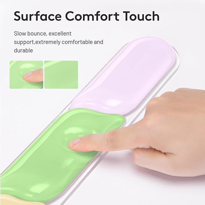 Keyboard and Mouse Wrist Rest Pad Soft Gel Wrist Support Pad with Non-Slip Base Upgrade Ergonomic Wrist Rest Support Set for Office Gaming Pink Green Orange