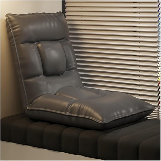 Folding Floor Chair 5-Position Adjustable Meditation Chair with Back Support Portable Floor Seat Lounge Sofa Chair for Reading TV Watching(Gray)