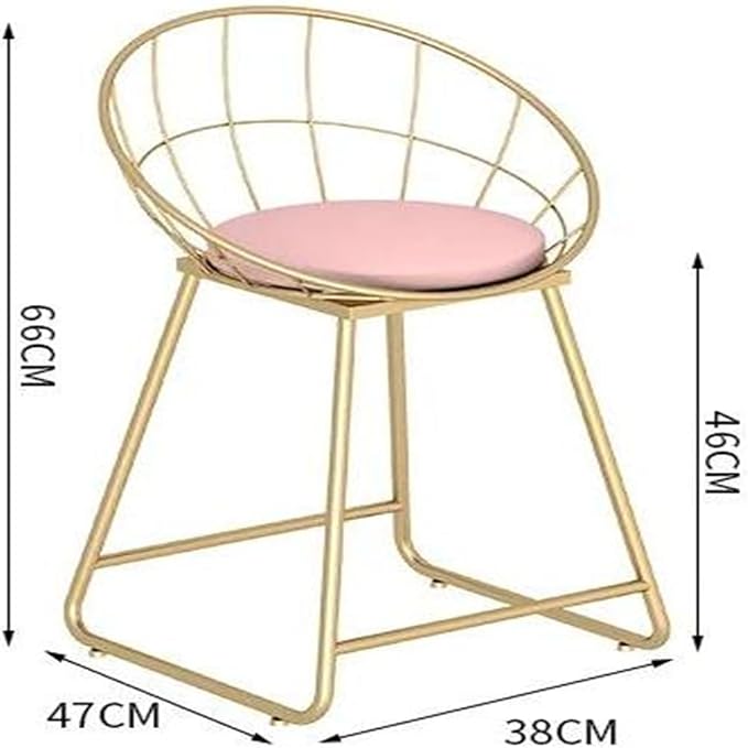 Round Stool Industrial Gaming Chair with Cushioned Seat for Office Bedroom and Vanity White Leather Home Furniture