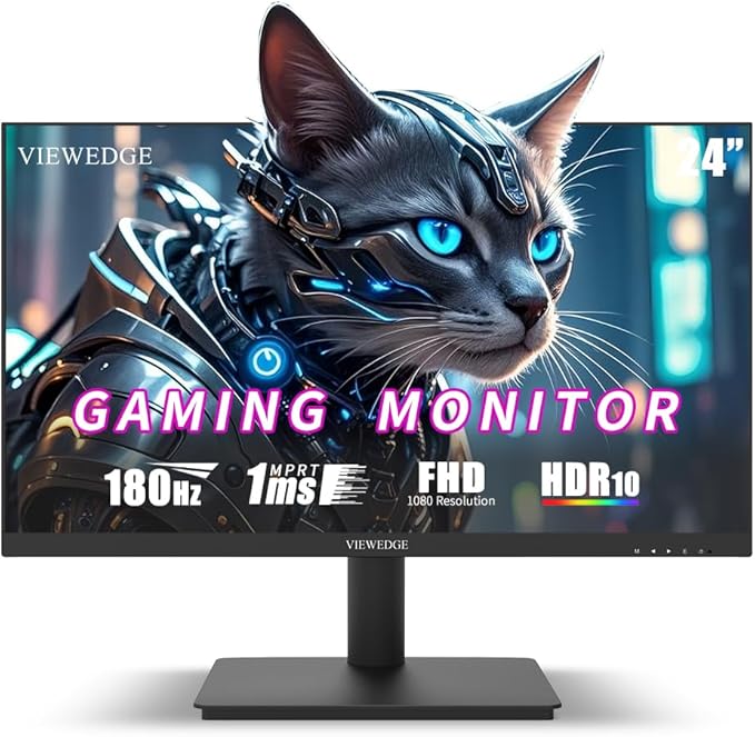 Viewedge Gaming Monitor 24 Inch 1080p 180Hz VA 1ms FHD PC Computer Monitor with 100% sRGB Bluelight Filter 2 HDMI &amp 1 DP Port Support Freesync and Wall Mounted