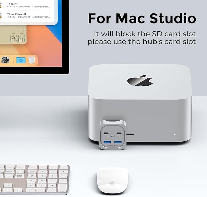 Mac mini M4 Hub 6-in-1 Front-Access Docking Station Mac mini M4 Accessories with 4× USB3.2 10Gbps (USB-C &amp USB-A) SD/TF 3.0 Card Reader Space-Saving Splitter for Creators &amp Professionals
